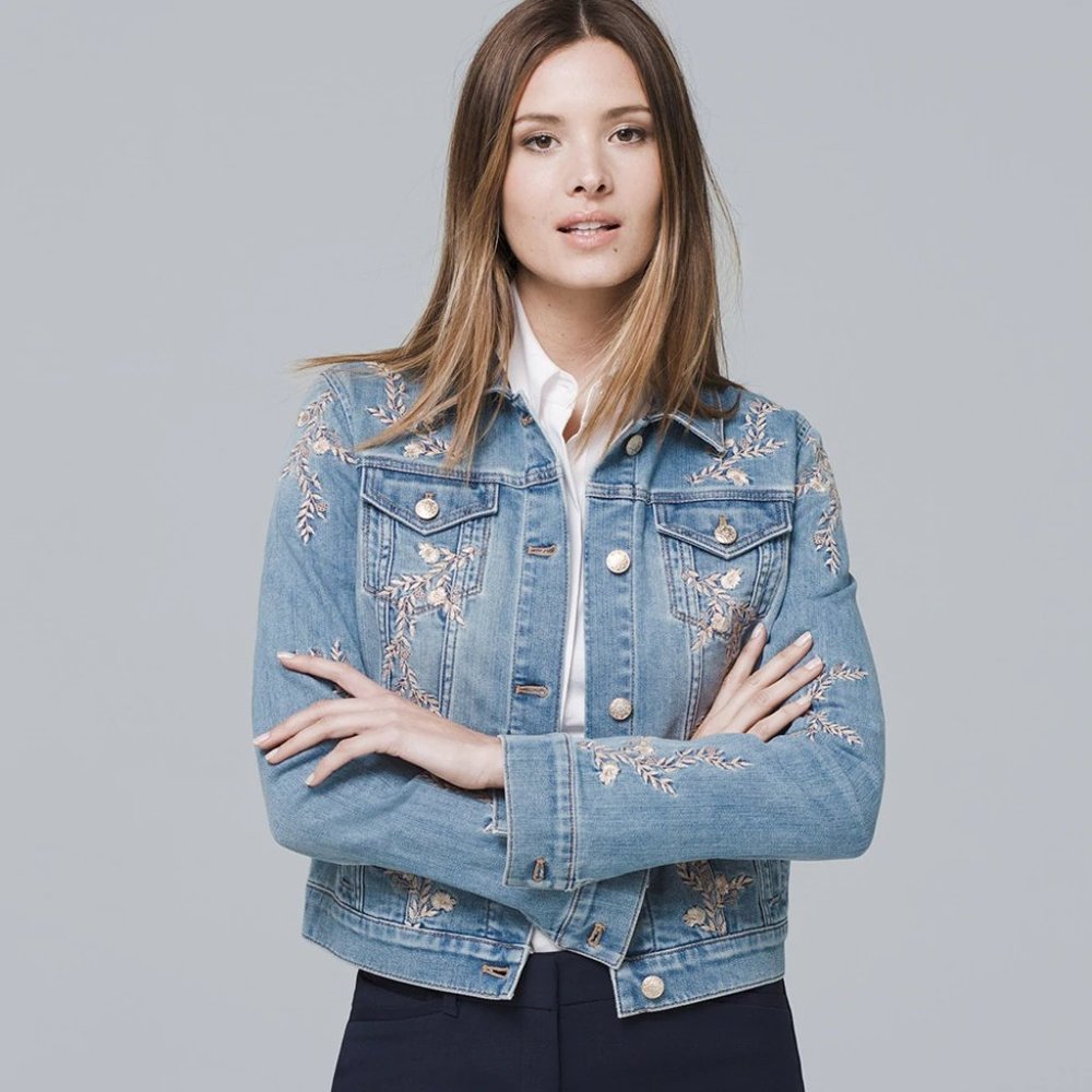 WHBM Embroidered Denim Jacket NWT